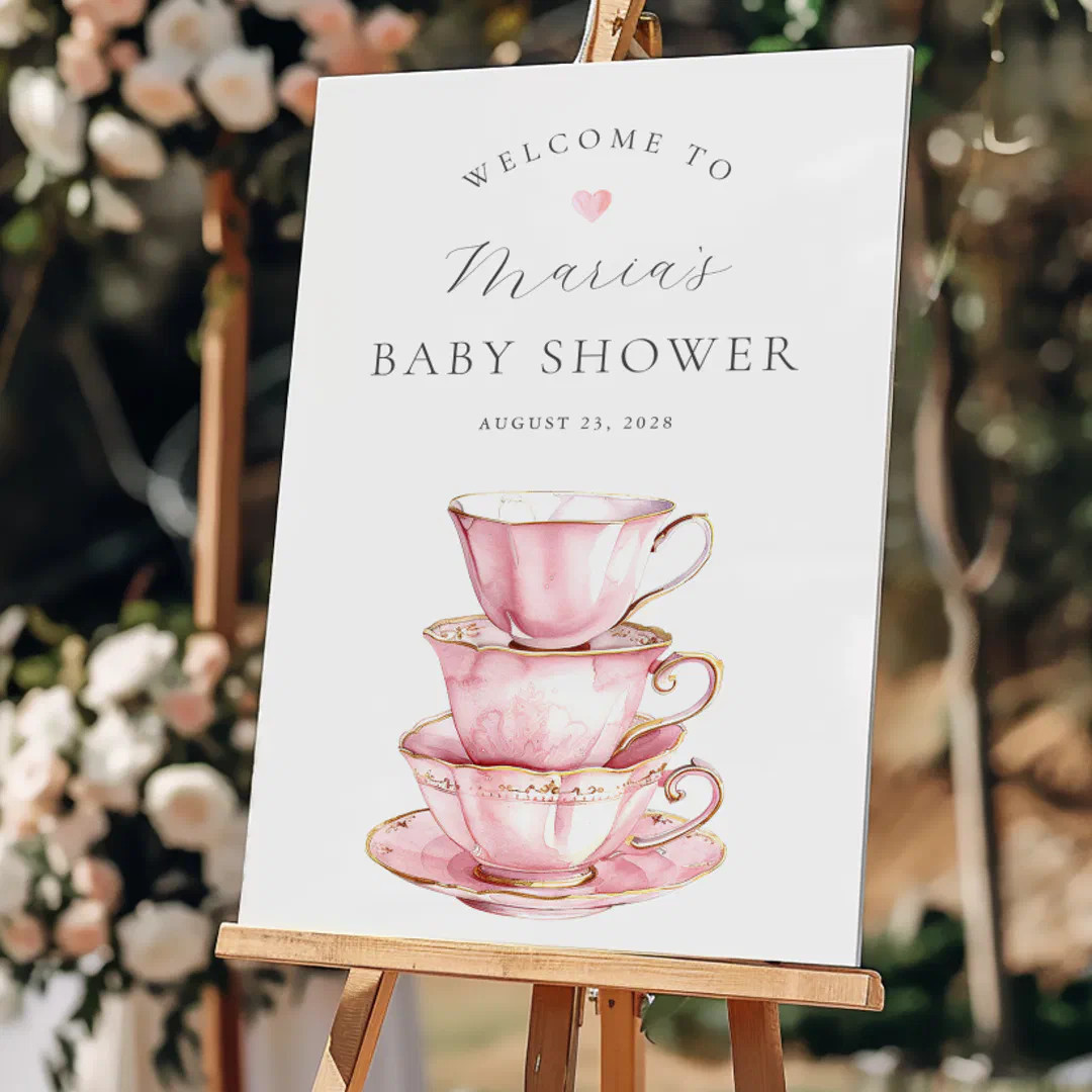 A Baby is Brewing Tea Party Baby Shower Welcome Foam Board | Zazzle | Zazzle