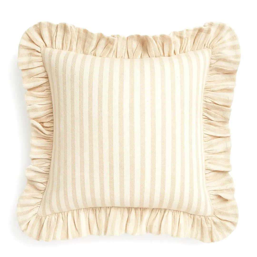 Handmade Striped Cotton Pillow Cover – Ruffled Throw Cushion | Etsy (US)