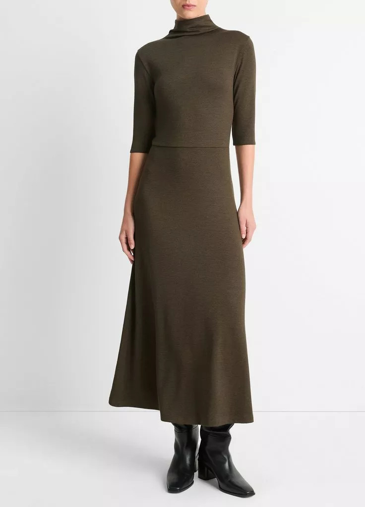 Elbow-Sleeve Turtleneck Dress | Vince LLC