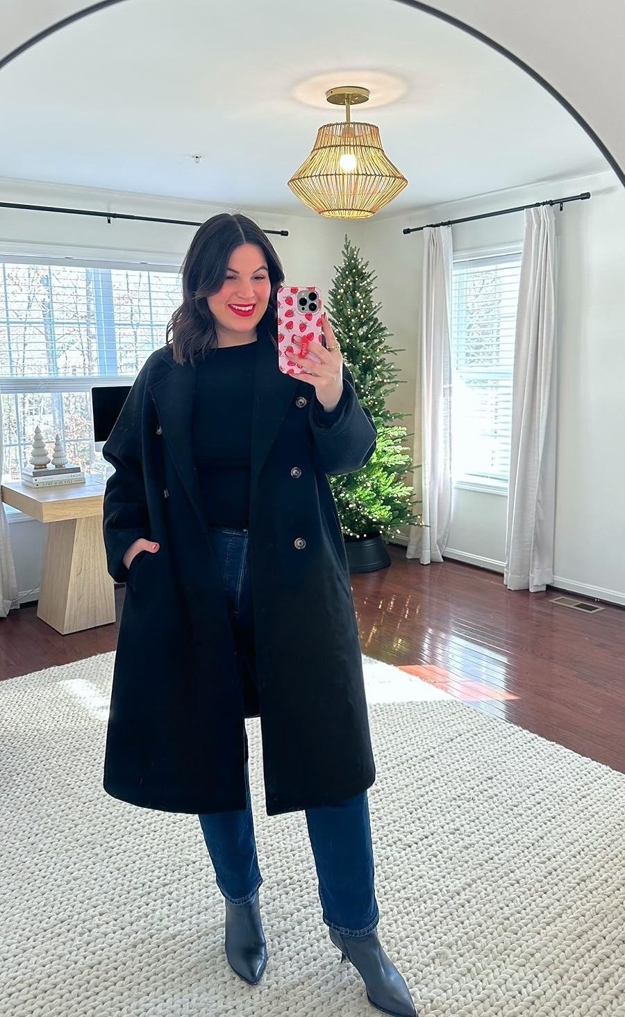 Winter outfit idea! 

Wearing a size xl in the top & coat Size 32 in the jeans Boots 10 wide calf 



#LTKootd #LTKMidsize #LTKSeasonal