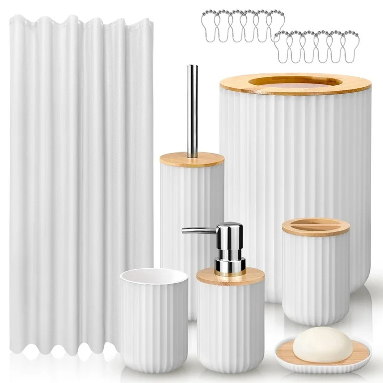 Livhil 19 Pcs White Bathroom Accessories Sets with Shower Curtain,  Specially Designed for Small ... | Walmart (US)