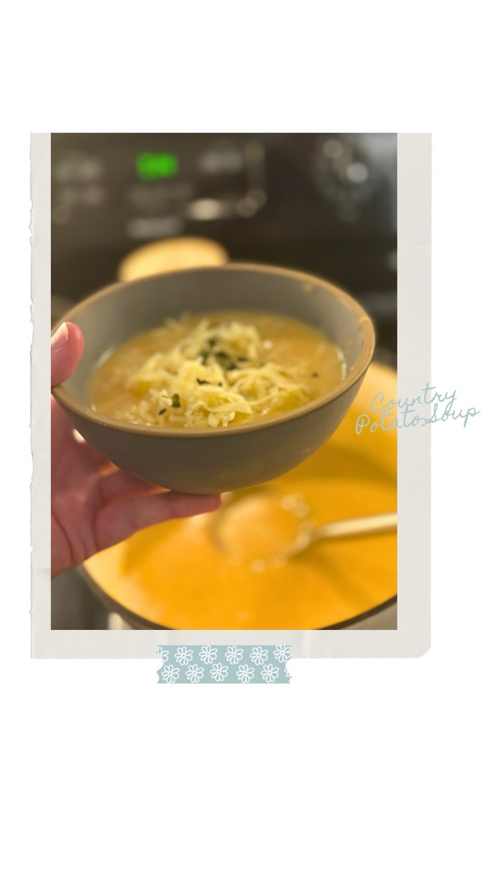 They say happiness can’t be boiled, but I’m not convinced. Because this Country Potato Soup from Magnolia Table, Volume 1 started with bacon crackling, butter melting, and a promise that dinner was about to fix everything.

After the potatoes softened with a bay leaf and thyme, I poured in the cream and blended it smooth with my immersion blender before returning the potatoes to the pot. The result was rich, velvety, and full of quiet comfort.

Inspired by Julie & Julia, I’m cooking my way through all three Magnolia Table cookbooks by Joanna Gaines. I’m calling it The Jeanie Jo & Joanna Project. Recipe 98 of 457 was Country Potato Soup — creamy, cozy, and the definition of home in a bowl.

More of my ideas on the blog, link in bio @mealandgrace.blog 

359 recipes to go!
Gracefully yours,
🫶🏻 Jeanie Jo