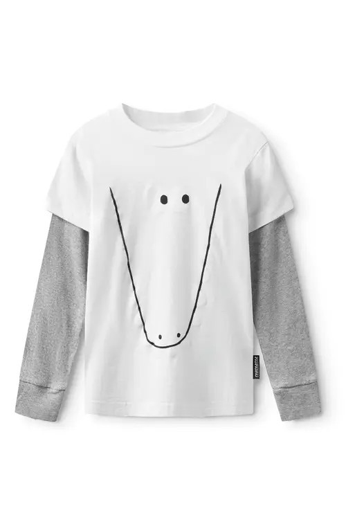 Nununu Kids' Kooky Croco Layered Graphic T-Shirt in White at Nordstrom, Size 2-3Y | Nordstrom