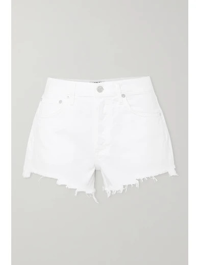 AGOLDE - Parker Frayed Denim Shorts - White | NET-A-PORTER (US)