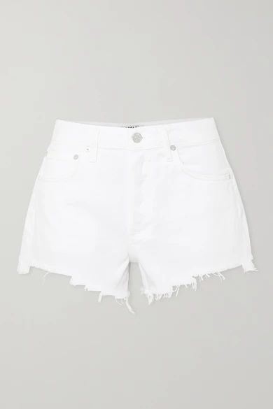 AGOLDE - Parker Frayed Denim Shorts - White | NET-A-PORTER (US)