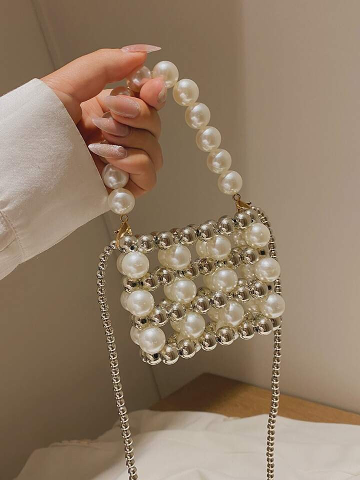 Mini Faux Pearl Decor Square Bag | SHEIN