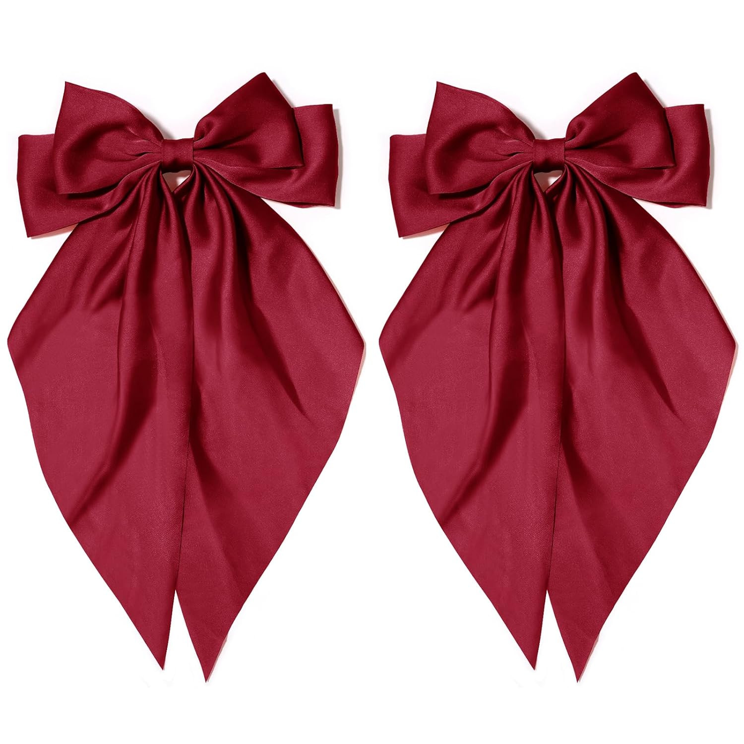 2PCS Big Oversized Silky Satin Hair Bows with Long Tail Ribbon for Women and Girls | Amazon (US)