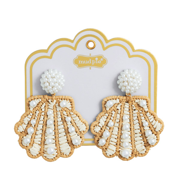 Tan Shell Beaded Earrings | Mud Pie