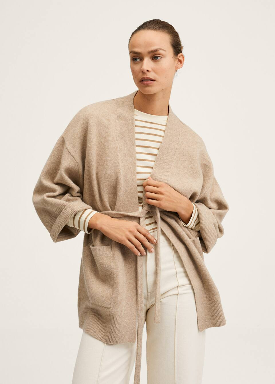 Knitted cardigan with belt -  Women | Mango USA | MANGO (US)