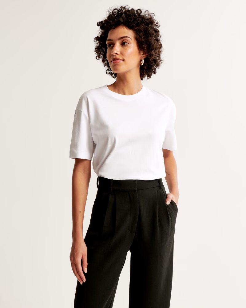 Women's Essential Premium Polished Oversized Tee | Women's Tops | Abercrombie.com | Abercrombie & Fitch (US)