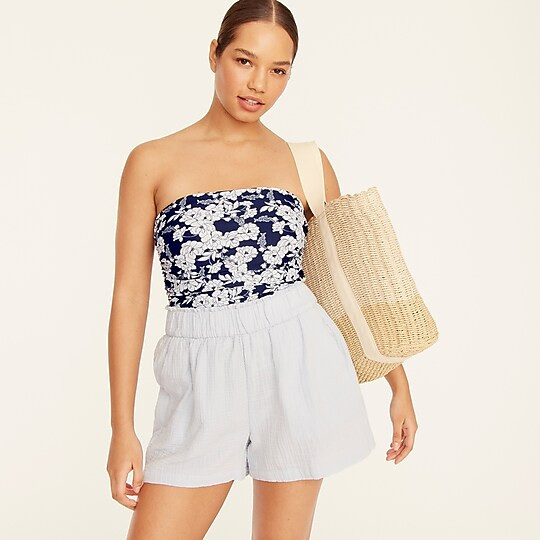 Ruched bandeau one-piece in magnolia floral | J. Crew US