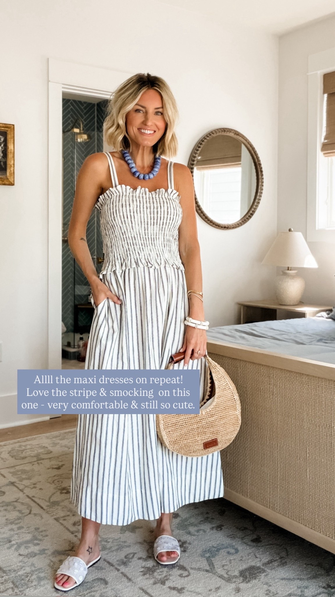 I love the smocking on this maxi dress! Perfect find for vacation! Wearing M.

Loverly Grey, striped maxi dress, spring dress, vacation dress, spring fashion, spring outfit ideas 

#LTKootd #LTKSeasonal