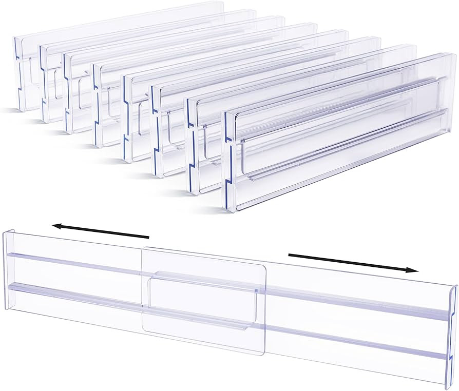 Vtopmart 8 Pack Drawer Dividers, 3.2" High Expandable from 12.2-21.4" Adjustable Drawer Organiser... | Amazon (UK)