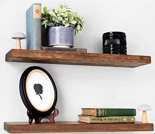 Willow & Grace Rustic Farmhouse Shelves - Natural 24 inch Floating Shelves, Easily Mounted | Perfect | Amazon (US)