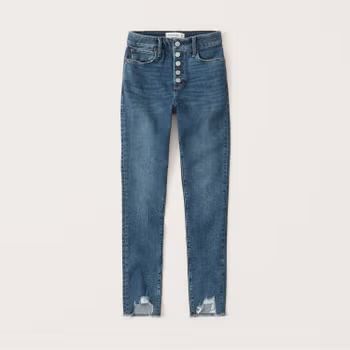 Women's Ripped High Rise Super Skinny Ankle Jeans | Women's Bottoms | Abercrombie.com | Abercrombie & Fitch (US)