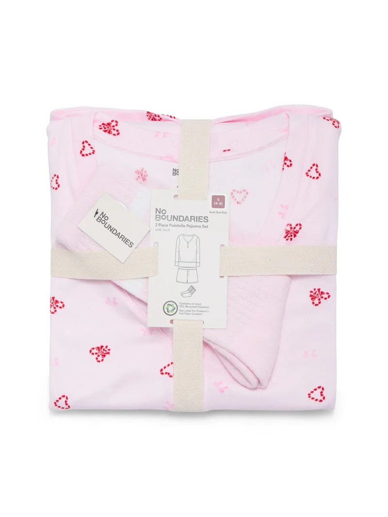 No Boundaries Giftable Long Sleeve Henley Sleep Top and Shorts Set with Socks, 3-Piece, Women’s | Walmart (US)