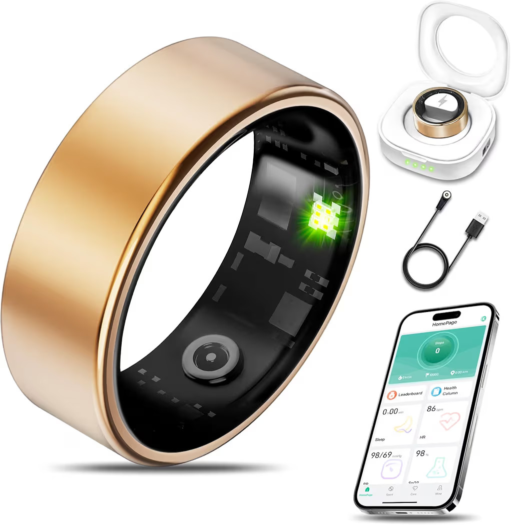 Smart Health Ring for Women Men Fitness Tracker with Heart Rate, Blood Oxygen, Blood Pressure, Sl... | Amazon (US)