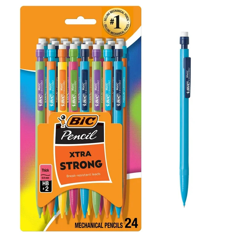 BIC Xtra Strong Mechanical Pencils, No. 2, Back to School Supplies, 0.9 mm, 24-Count | Walmart (US)