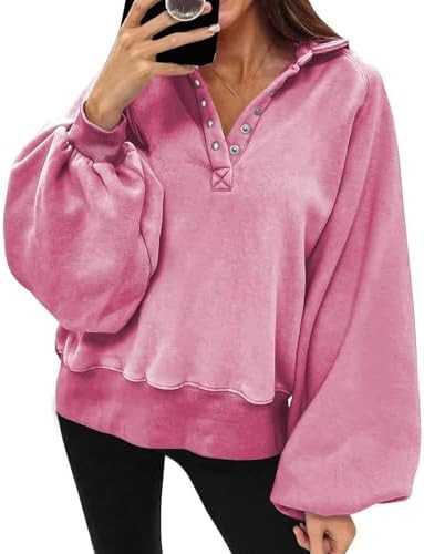 Zyuoel Womens Sweatshirt Casual Long Sleeve Lightweight Oversized Loose Button Up Henley Pullover... | Amazon (US)