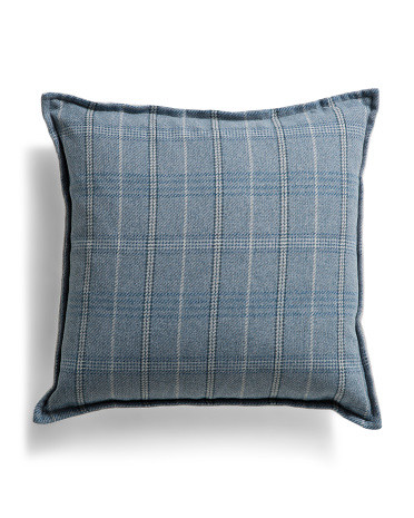 Made In Usa 22x22 Coastal Plaid Oversized Feather Fill Pillow | TJ Maxx