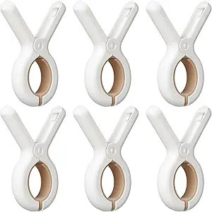 6 Pack Plastic Clothes Pins with Strong Anti-Rust Springs,Heavy Duty Beach Towel Clips,Laundry Cl... | Amazon (US)
