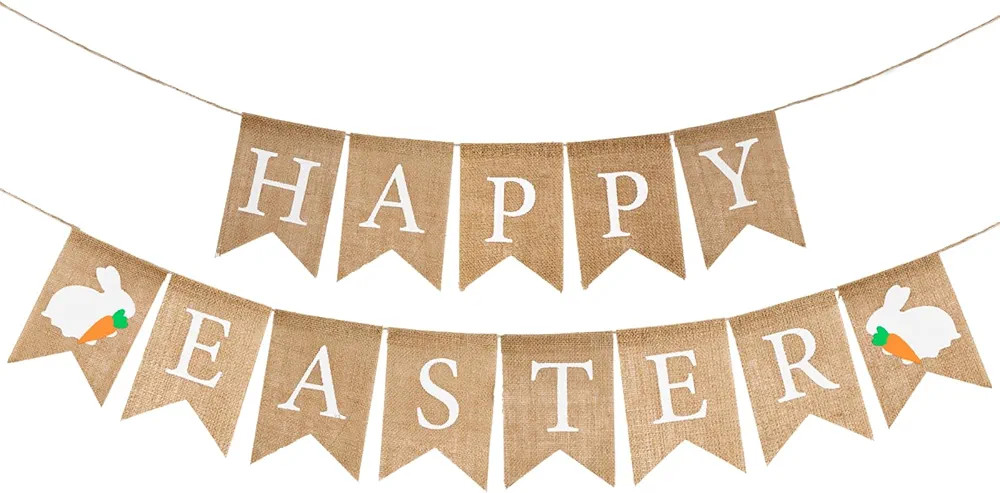 Cartel de Pascua con texto en inglés "Happy Easter", guirnalda de Pascua sin bricolaje, lindo ca... | Amazon (US)