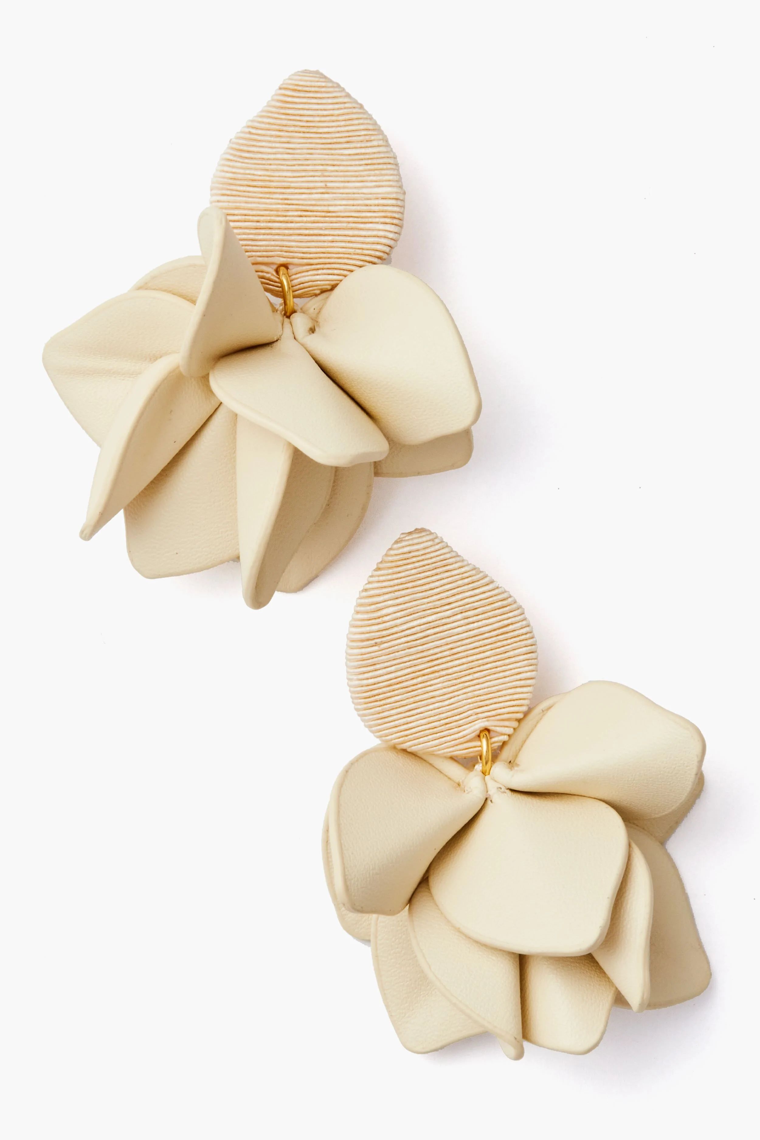 Cream Silk and Leather Orchid Earring | Tuckernuck (US)