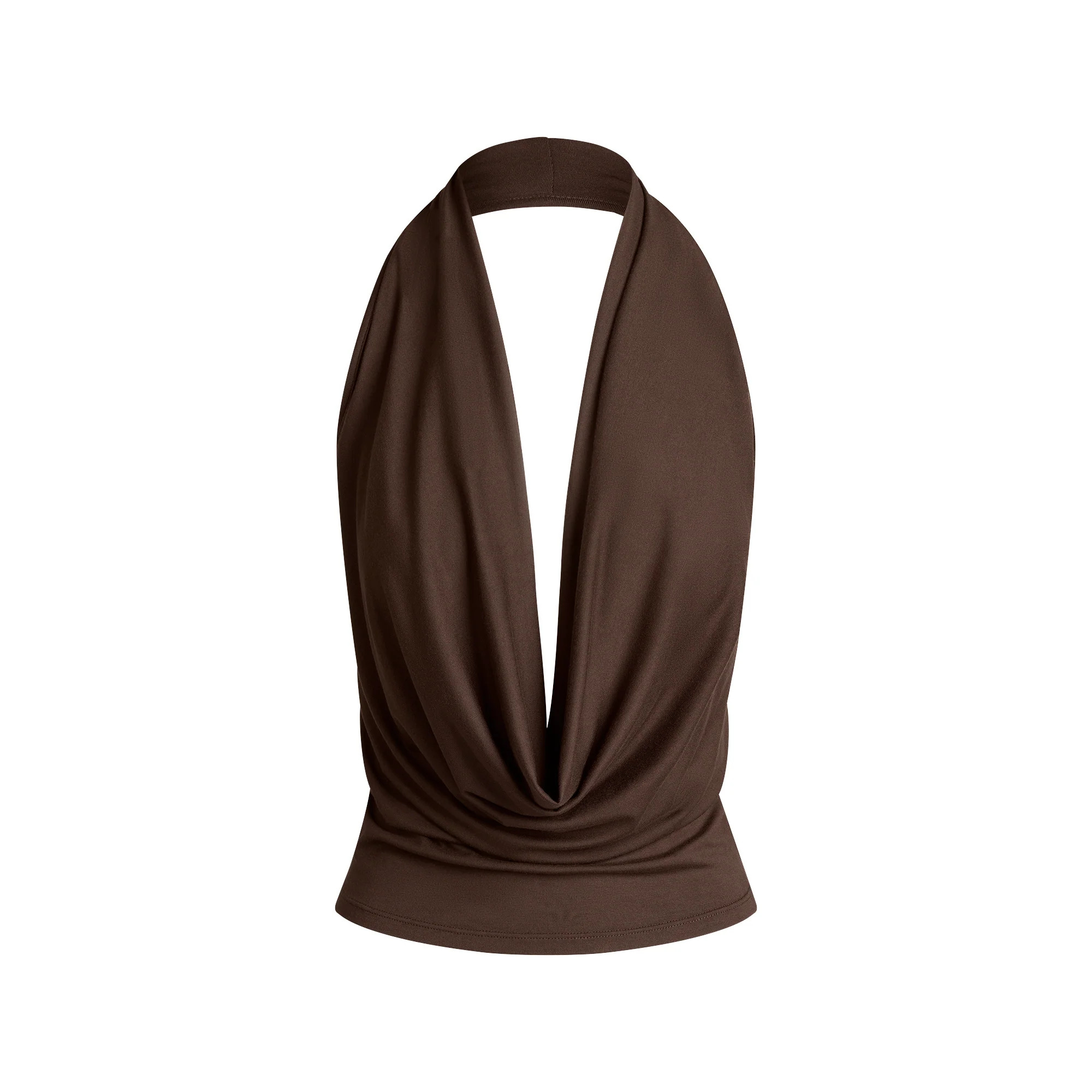 SMOOTH LAYERS DEEP PLUNGE HALTER TOP | ESPRESSO | SKIMS (US)