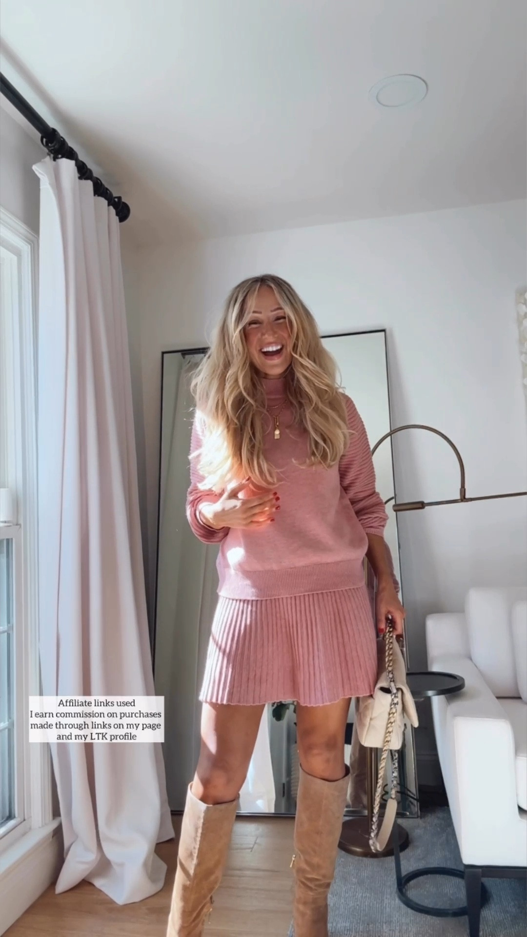 Amazon fall outfit matching sweater and skirt set 