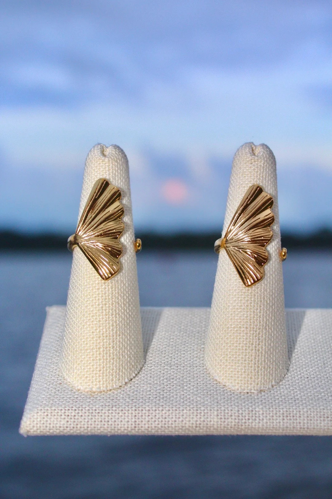 Stainless Steel Ion Gold Plated Shell Ring - Etsy | Etsy (US)