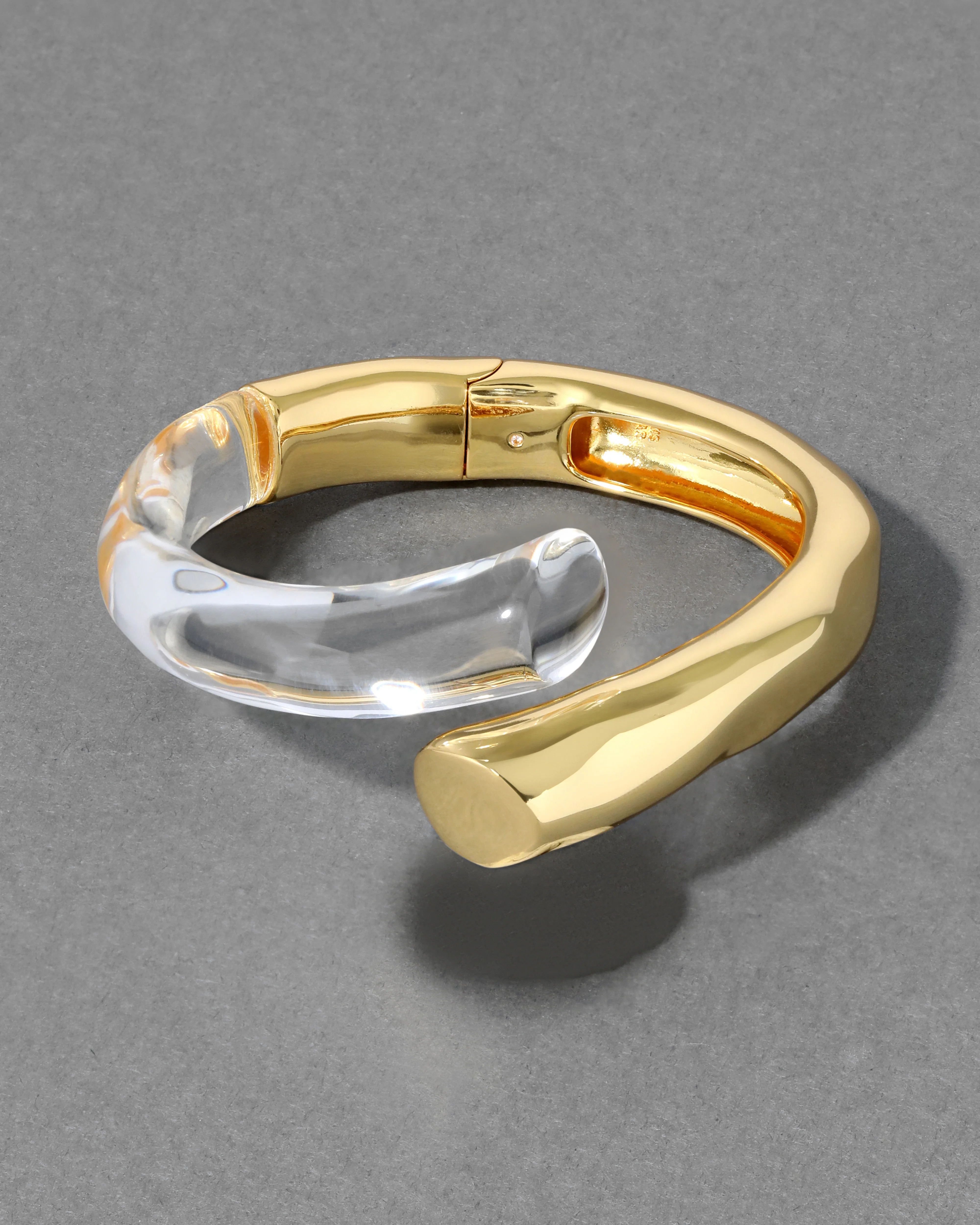 Clear Liquid Lucite Bypass Hinge Bracelet | Gold Hinge Bracelet | Alexis Bittar