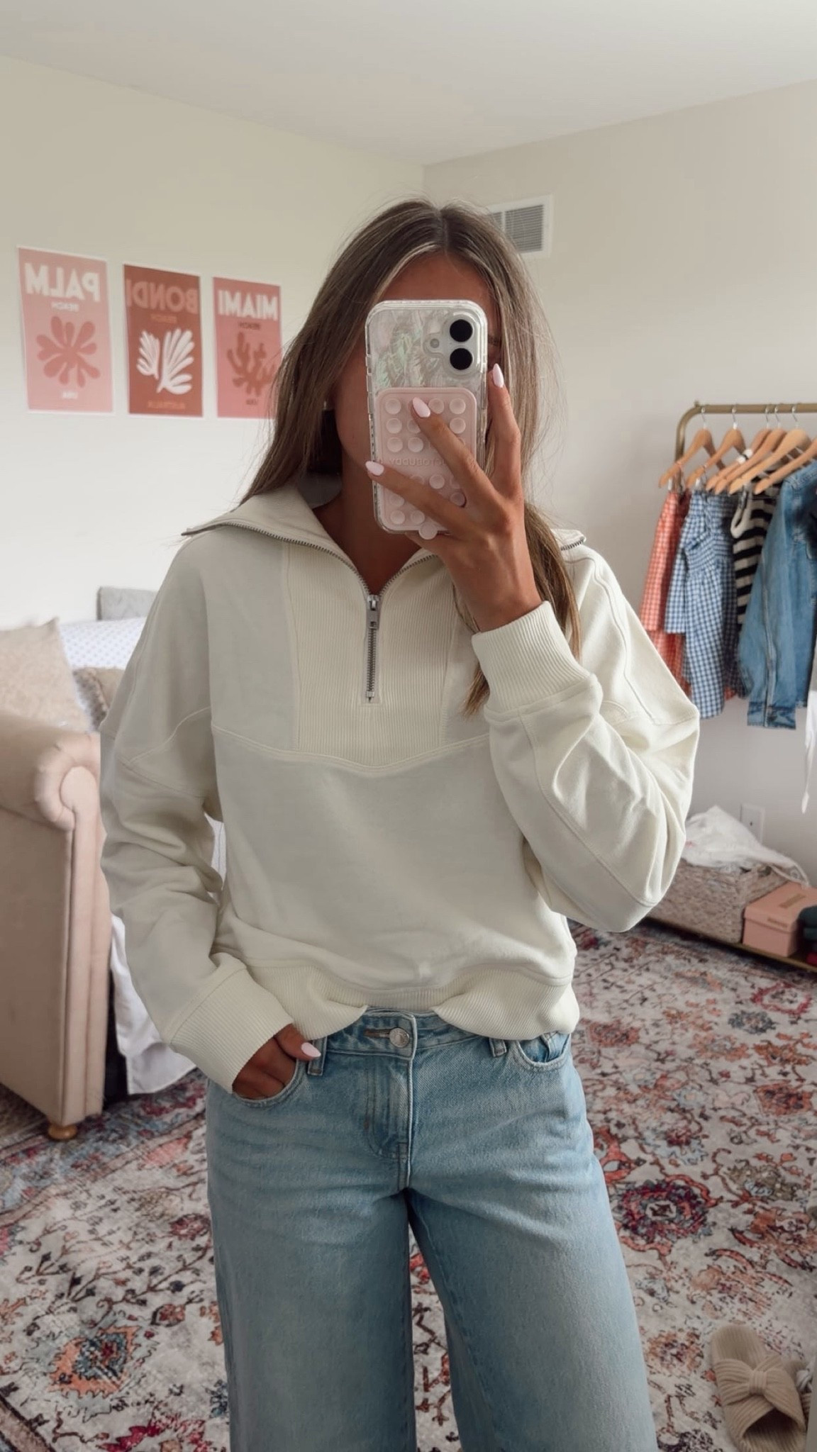 The perfect simple fall outfit! This cream quarter zip from Walmart paired with jeans is such an easy everyday look! Comfy, casual, and so easy to dress up or down. Definitely a fall closet staple! 

#FallOutfit #FallStyle #FallFashion #WalmartFinds #WalmartFashion #WalmartStyle #QuarterZip #CasualOutfit #EverydayStyle #CozyStyle #JeansOutfit #FallFashionFinds  

 #LTKdayinmylife #LTKootd #LTKU
