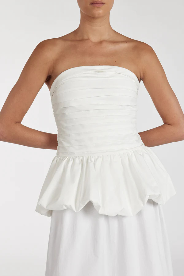 PEGGY WHITE COTTON STRAPLESS TOP | DISSH