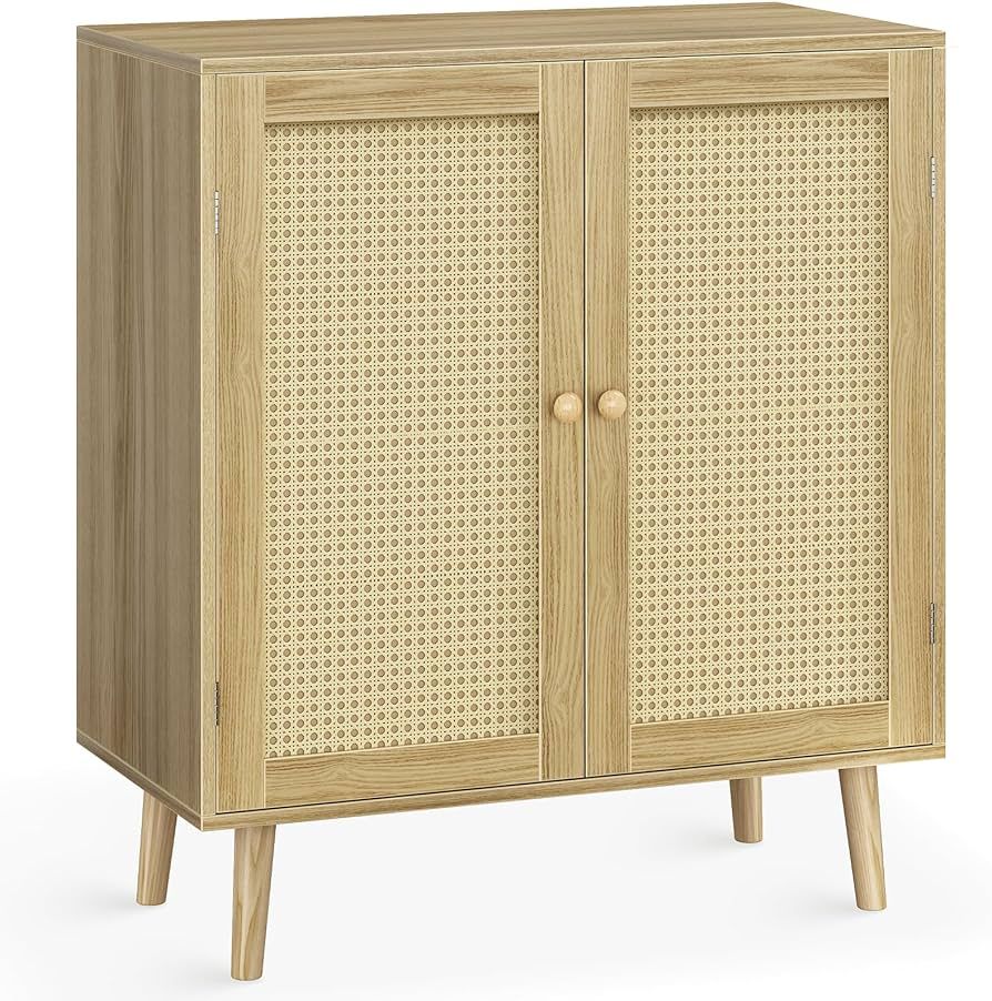 Buffet Cabinet with Storage, Storage Cabinet with PE Rattan Decor Doors, Accent Cabinet with Soli... | Amazon (US)