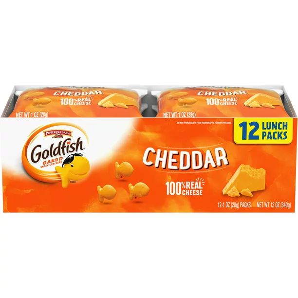 Goldfish Cheddar Cheese Crackers, Snack Packs, 1 oz, 12 CT Multi-Pack Tray | Walmart (US)