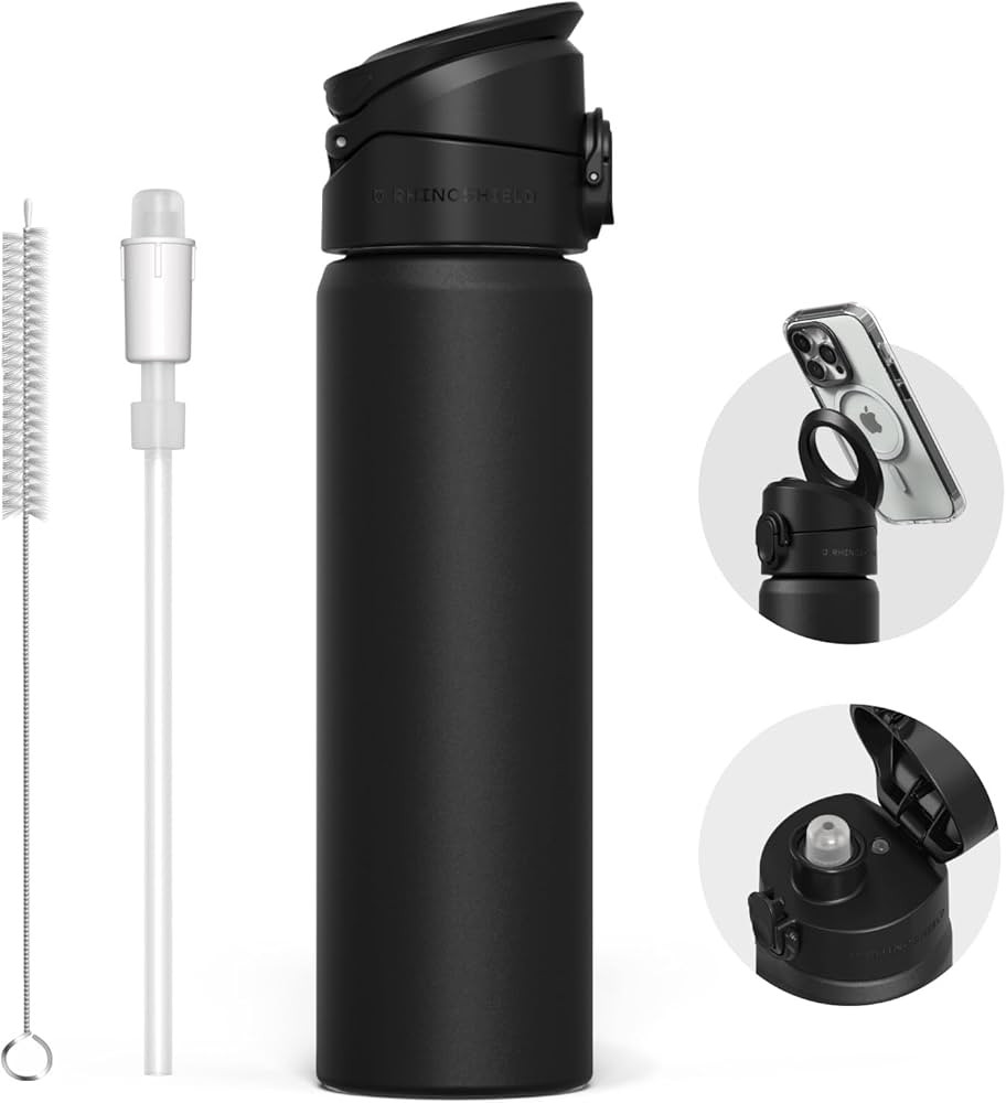 RhinoShield AquaStand Magnetic Bottle 23 oz | Stainless Steel Insulated Water Bottle with Straw L... | Amazon (US)