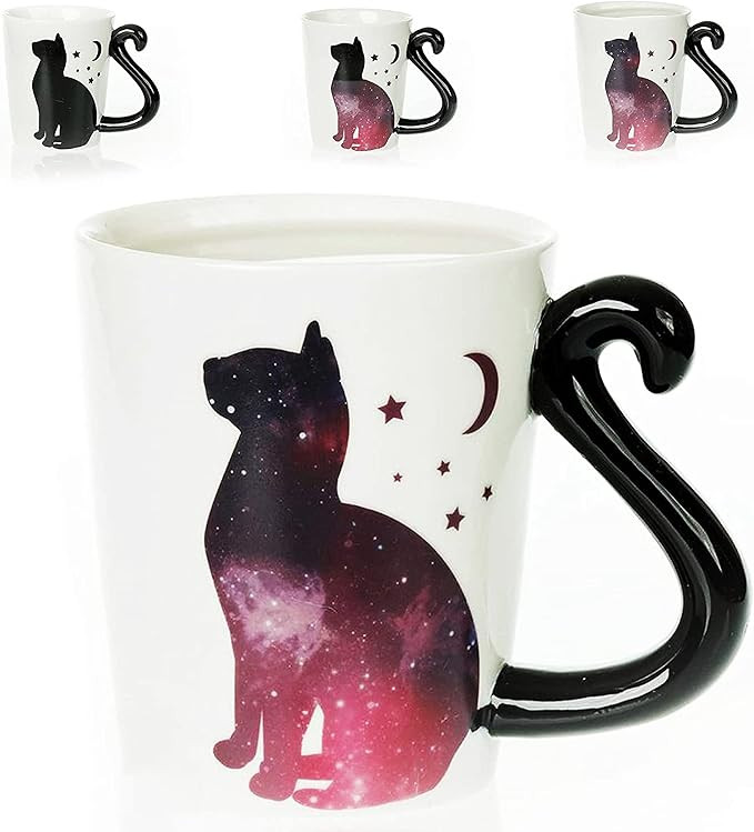 InFLOATables Color-Changing Cat Mug - 3D Ceramic Black Cat Coffee Mug - Cute Mug - Holds 12 Ounce... | Amazon (US)