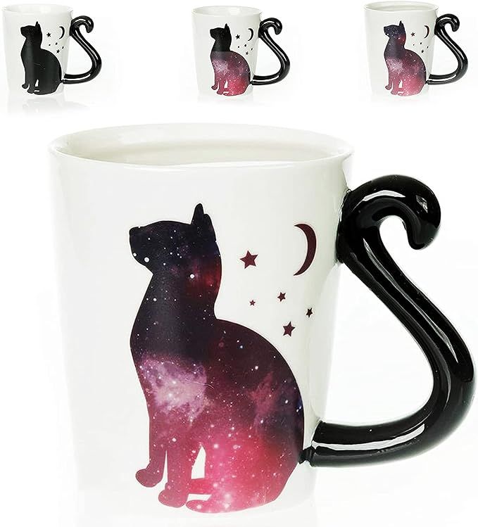 InFLOATables Color-Changing Cat Mug - 3D Ceramic Black Cat Coffee Mug - Cute Mug - Holds 12 Ounce... | Amazon (US)