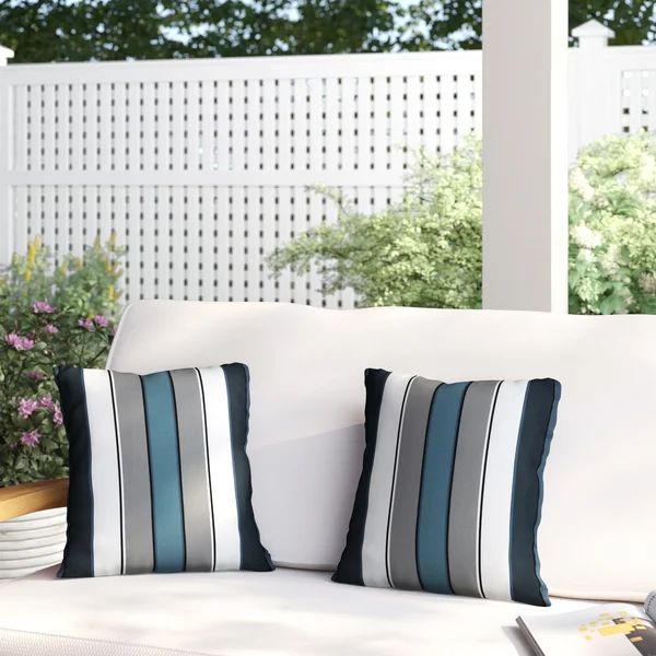Hampton Stripe Square Outdoor Throw Pillow | Wayfair North America