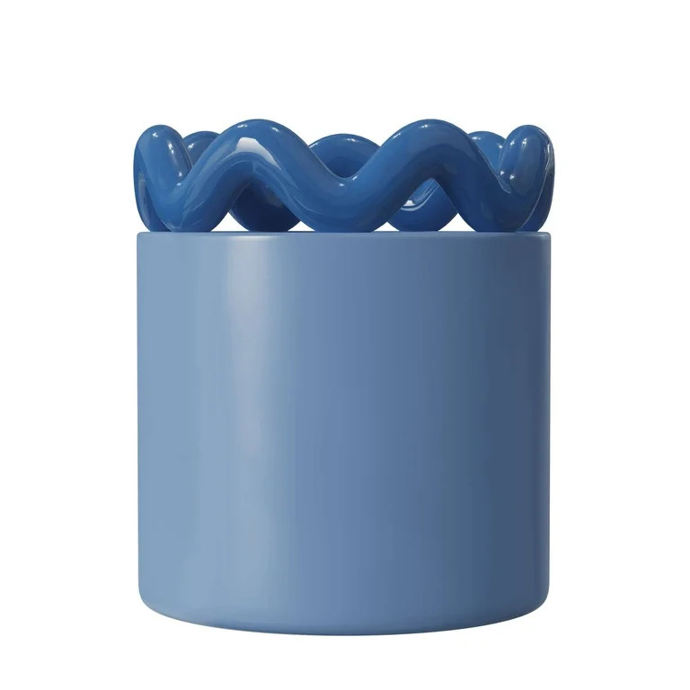 Mainstays Peyson 6" x 6" x 6.9" Round Blue Paradise Ceramic Planter | Walmart (US)