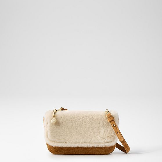 Sloane Suede and Shearling Shoulder Bag | Mark and Graham