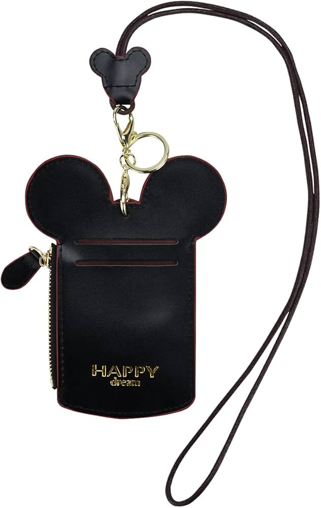 BUUFAN Chic Black Cute Travel PU Leather Student ID Card Holder Lanyard Neck Pouch Bag With Coin ... | Amazon (US)