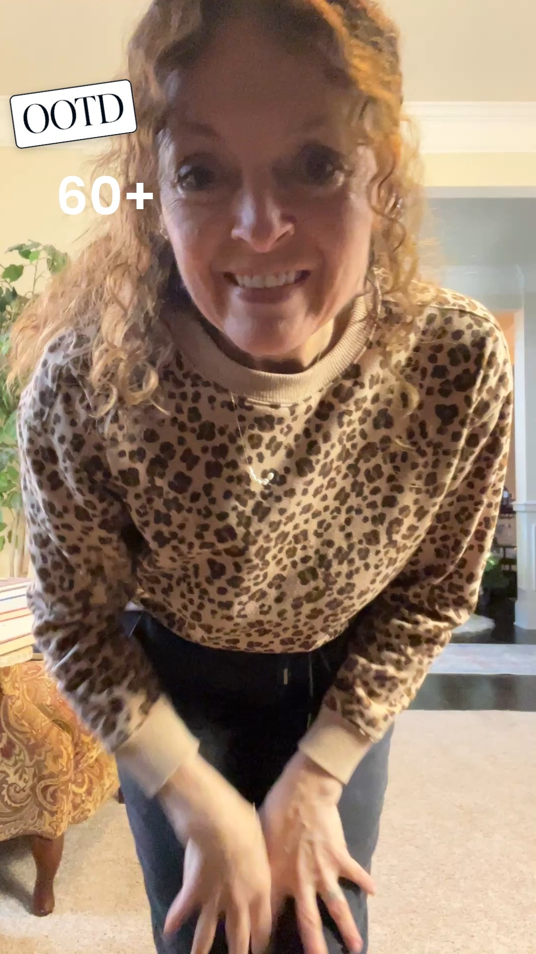 #OOTD for us 60+ ladies. A tremendously comfy outfit with black joggers and an animal print sweatshirt. Pairing them with black tennis shoes that have a bit of gold embellishment and out the door. I go on this rainy day for running a bunch of errands. Check out these finds and similar here on my LTK😊

#LTKOver40 #LTKPetite #LTKootd