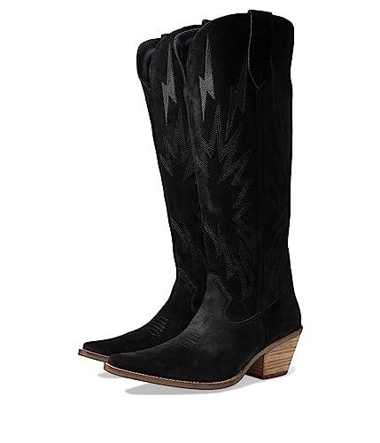 Dingo Womens Thunder Road Embroidered Snip Toe Casual Boots Knee High Mid Heel 2-3" - Black - Size 11 M | Amazon (US)