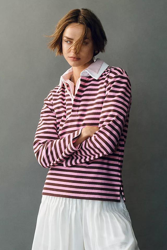 Long-Sleeve Striped Rugby Shirt Top | Anthropologie (US)