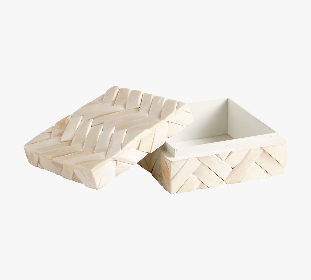 Rylie Bone Decorative Box, 6"L, White | Pottery Barn (US)
