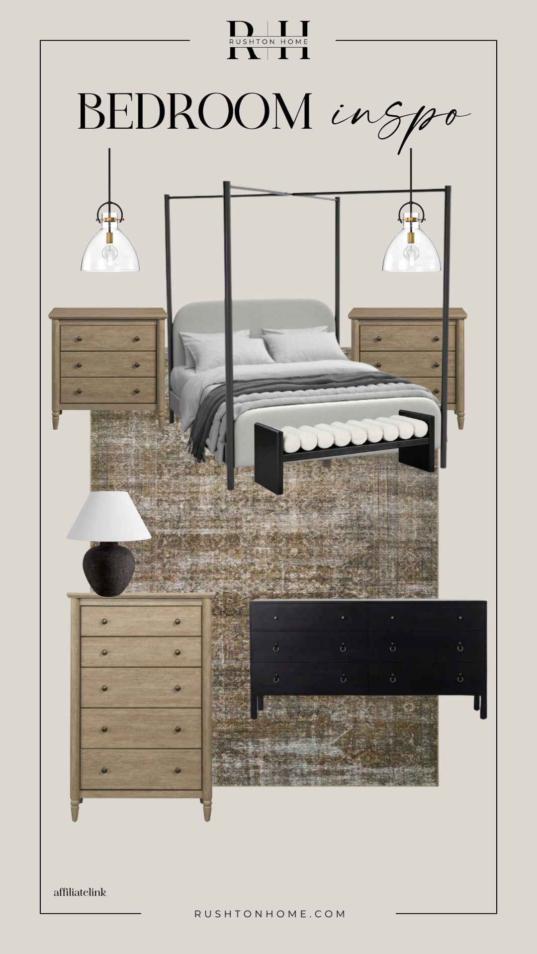 Love the cool neutral tones with the contrast pop, along with this unique bed!!

Bedroom furniture, bedroom design, bedroom decor, master bedroom, dresser,  bedframe, chest of drawers, 6 drawer dresser, bedside tables, nightstand, bedroom lamp, lighting, bedroom inspiration 

 #LTKHome