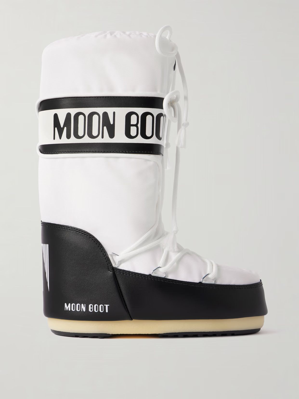 Moon Boot - Icon Shell And Faux Leather Snow Boots - White | NET-A-PORTER (US)