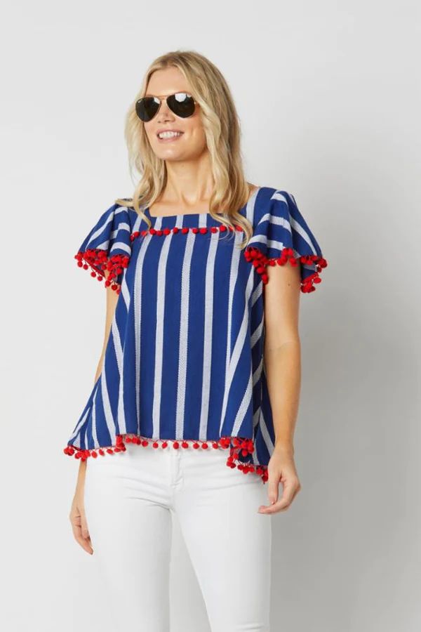 Stripe Jacquard Pom Pom Top | Sail to Sable