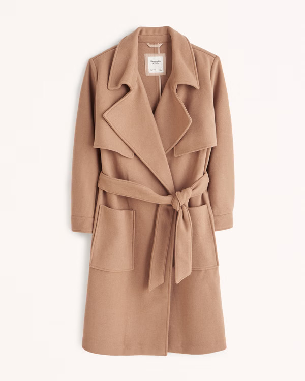 Wool-Blend Trench Coat | Abercrombie & Fitch (US)